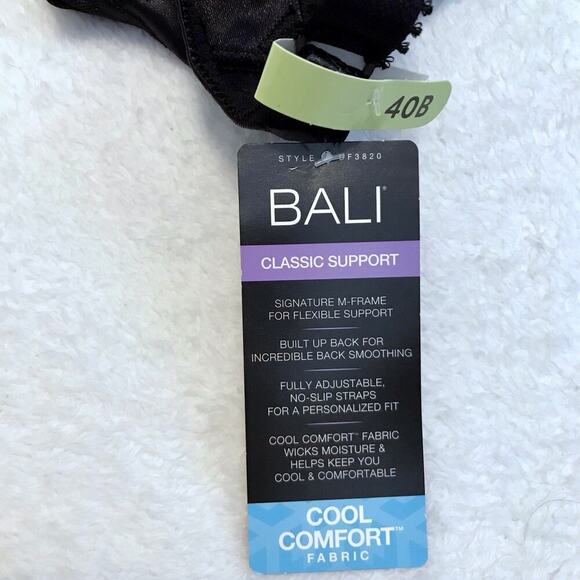 Bali NWT Black Cool Comfort Bra Women 40B - Picture 9 of 13